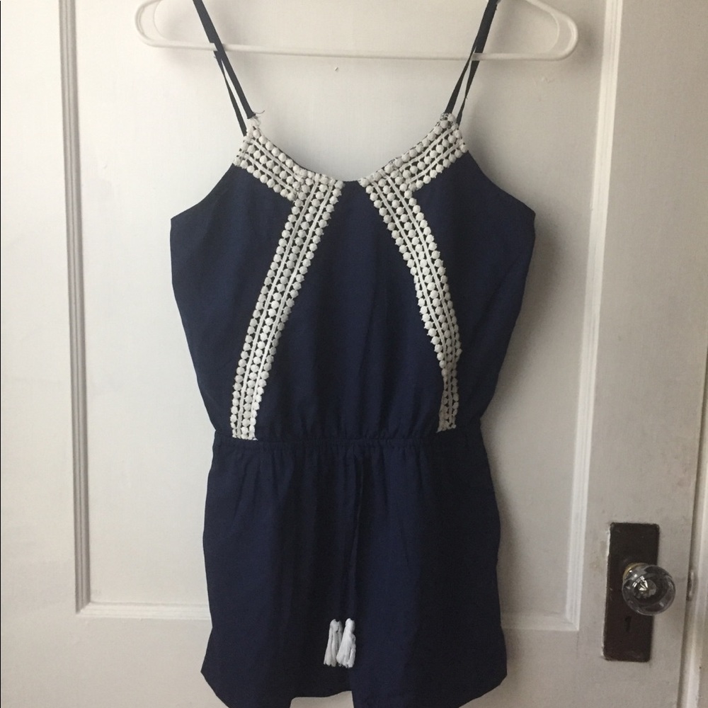 Japna Kids Navy Blue and White Girls Romper